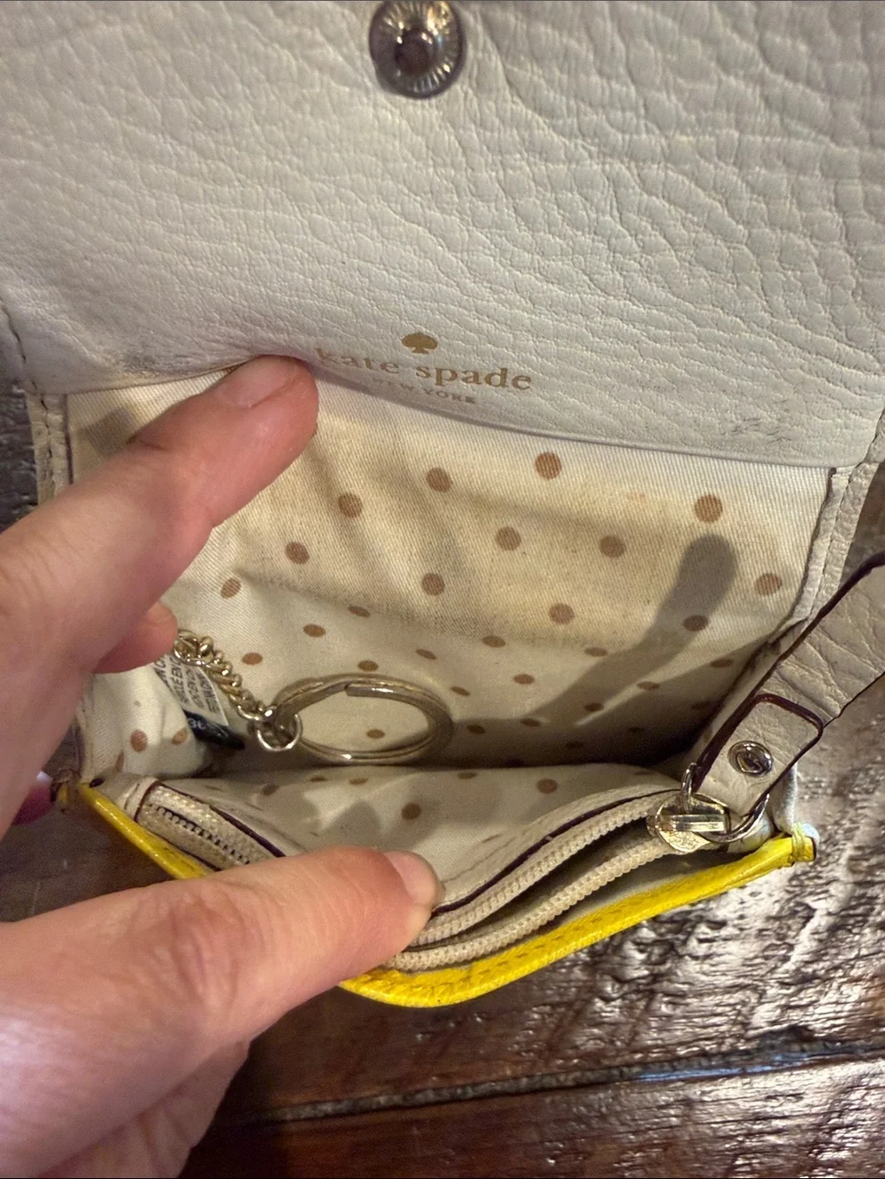 kate spade Yellow Saffiano Leather Compact Card Holder